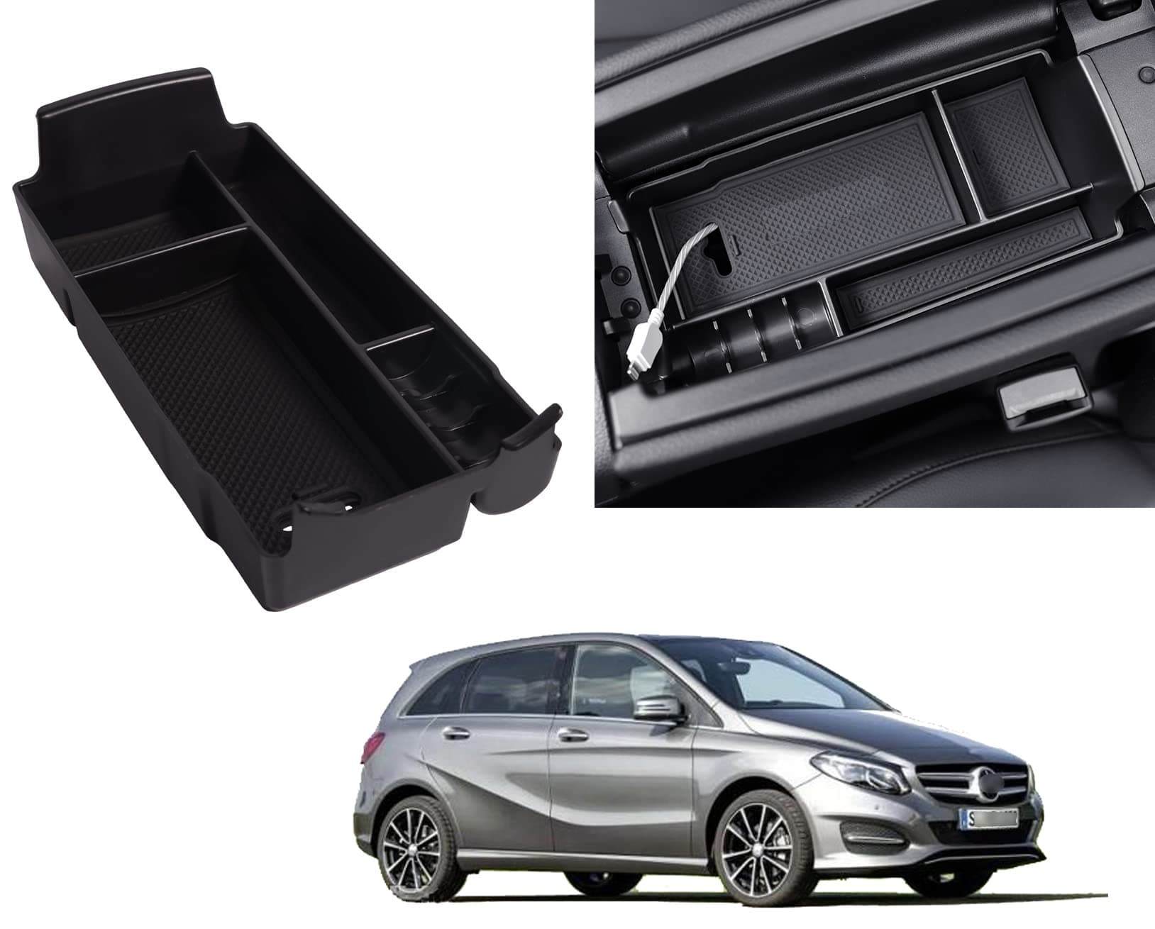 – Secondary Storage Box Organiser Centre Console For Arm Rest A-Class W177 V177 2018-2024/B-Class W247 2019 - 2024/ GLA H247 SUV 2020 - 2024/ CLA C118 2020 - 2024/ GLB X247 2020-2023/EQA EQB 2022 - 2024