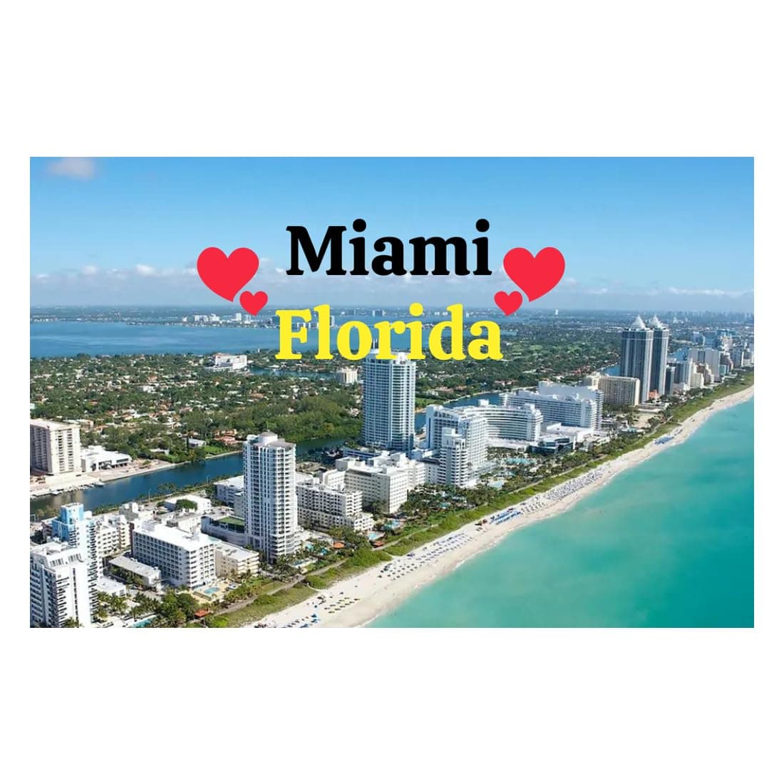Rubber Rectangular Fridge Magnet Multicolor Miami Florida America Travel Destination Design RFM00342S