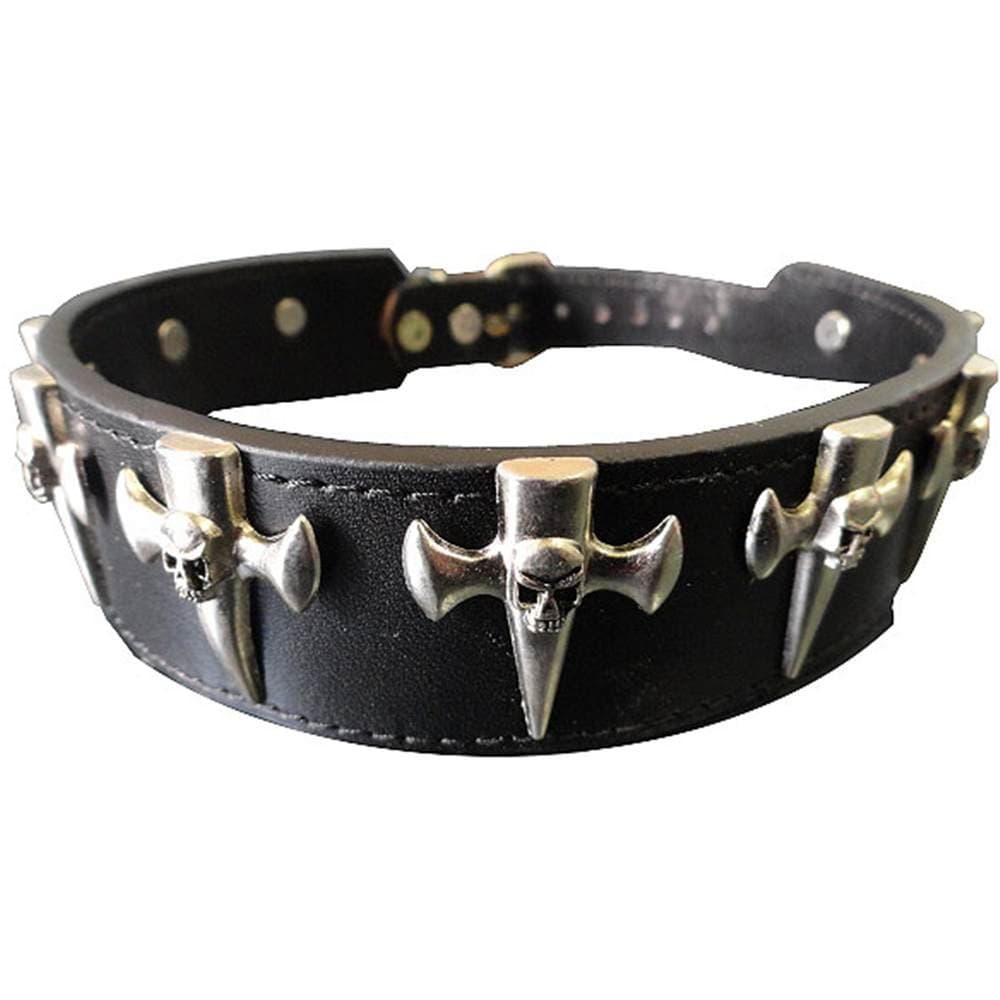 Dagger & Skull Studded Leather Choker