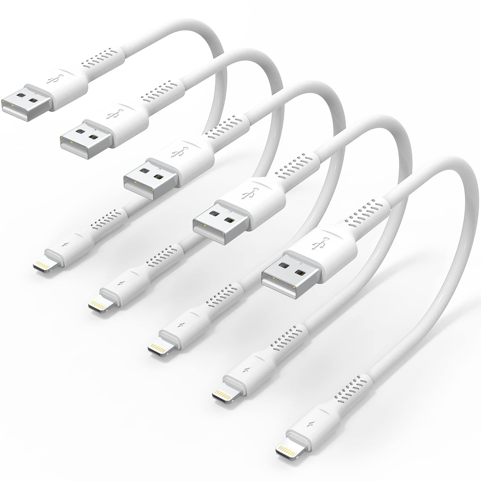 ULIFTUS 6 inch iPhone Charge Cable Short 0.5ft 5Pack USB to Lightning Cord for Fast Charging Stations Compatible with Apple iPhone 12 11 Pro Max Xs 8 7 6 5 Plus iPad Air/Mini
