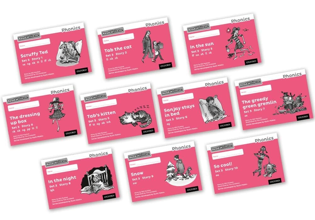 OXFORD UNIVERSITY PRESS Read Write Inc - Phonics Set 3 Pink Story Books - Black and White Pack of 10