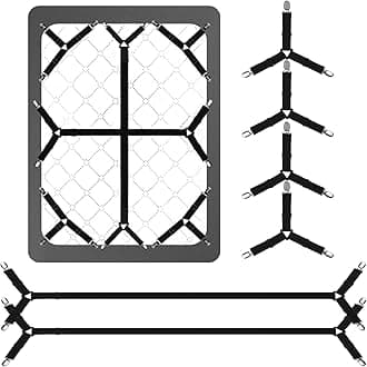 Luyena Bed Sheet Straps,6 PCS Secure and Fitted Sheet Straps for Full Size Bed,Adjustable Sheet Clips Elastic Fasteners Holders for Corners,Enhance Your Sleeping Experience(Black)