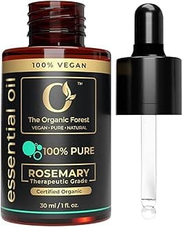 100% Plant Based Rosemary Essential Oil for Hair Growth - Organic Rosemary Oil for Dry Itchy Scalp, Skin, Aromatherapy, Candles & Diffuser | 100% Pure & Vegan