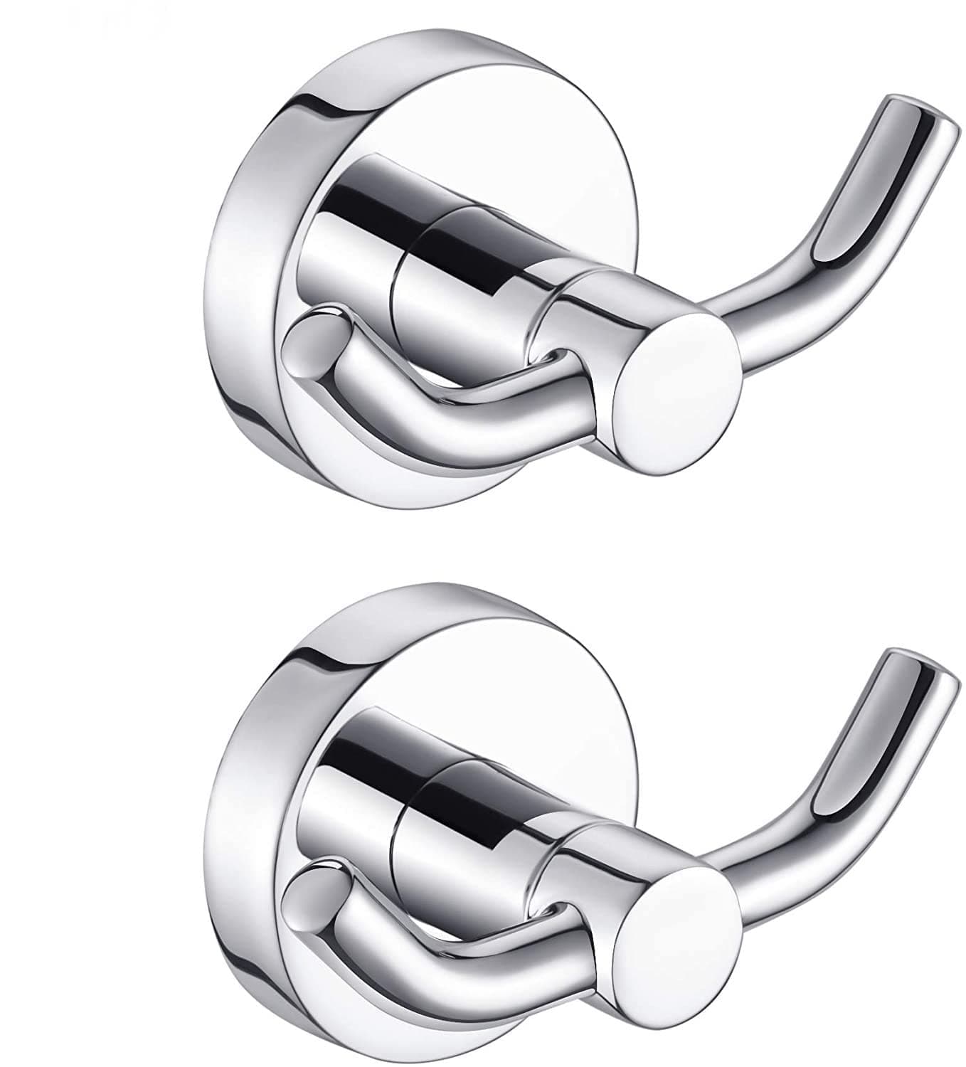 MARMOLUX ACC - 2pack Chrome Bathroom Hooks for Towels | Modern Double Towel Hook Design Ideal for use as Robe & Towel Hooks, Shower Wall Hooks or Kitchen Hooks