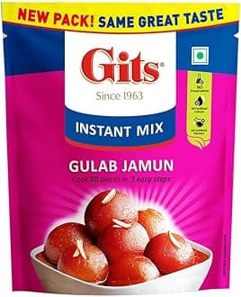 Gits Instant Gulab Jamun Dessert Mix, Makes 20 per Pack, Pure Veg, Delicious ...