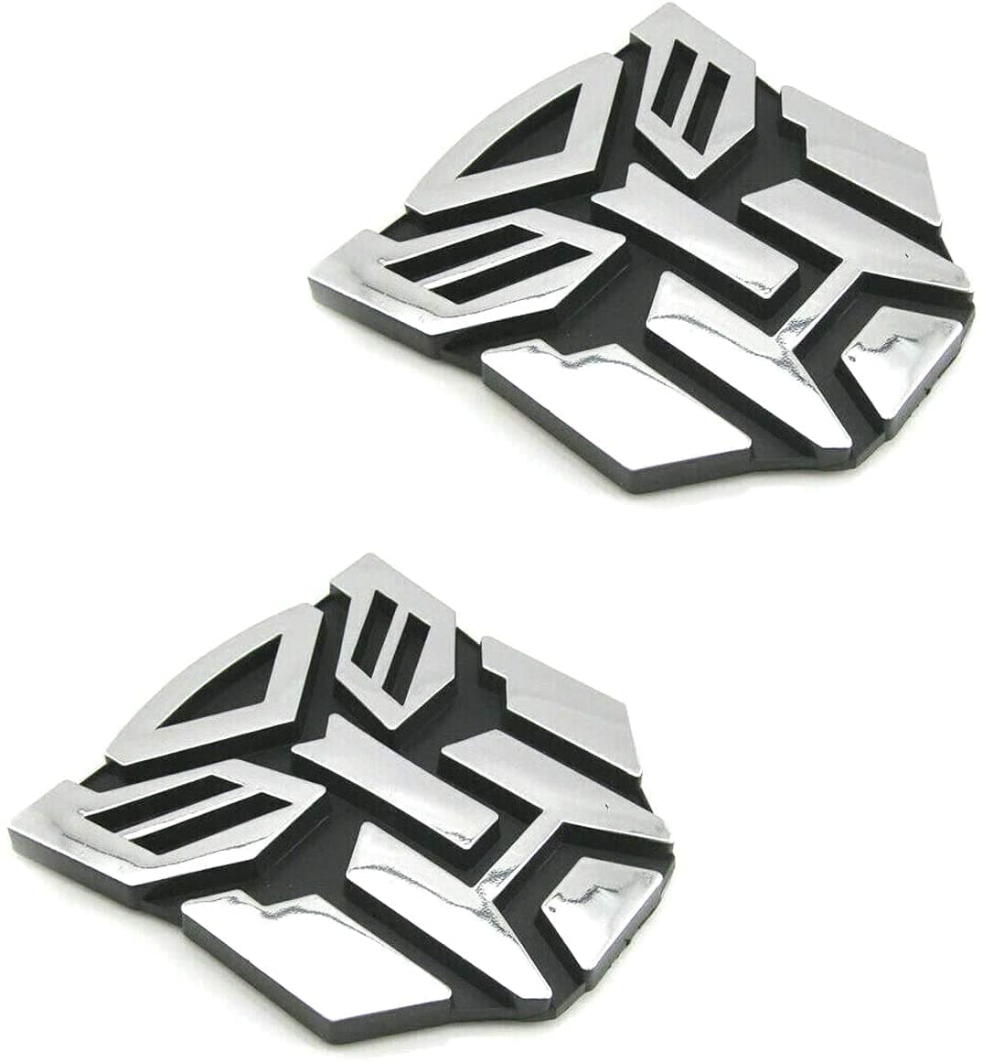 2 PCS in Set Transformers Emblem - 3" Tall for Car Autobot Sticker Pair Chrome Finish PVC Auto Emblems Transformers Autobot Car Accessories