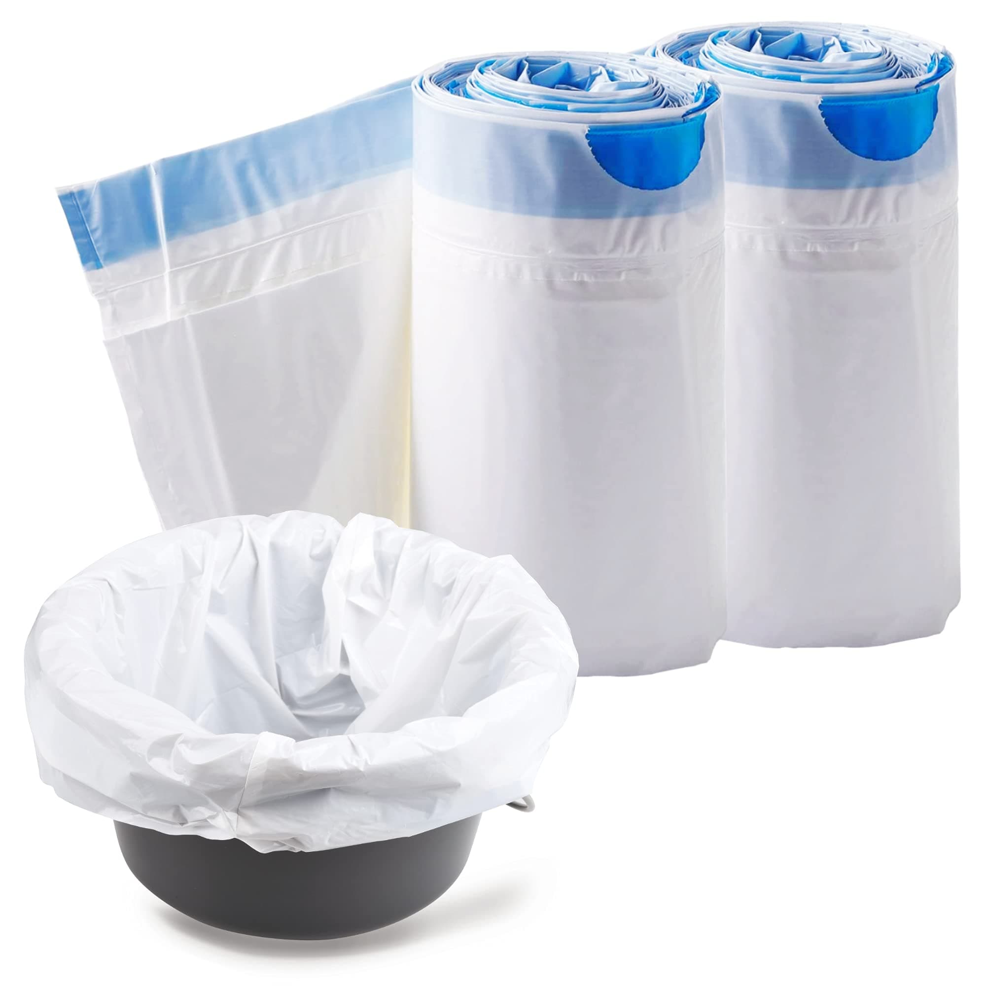 Waylyee Disposable Commode Liner Bags Pack 40 Adult Bedside Commode Liners Bed Pan Liners Disposable Waste Bags for Commode Chair,Portable Toilet Bags,Camping Toilet Bags-Universal