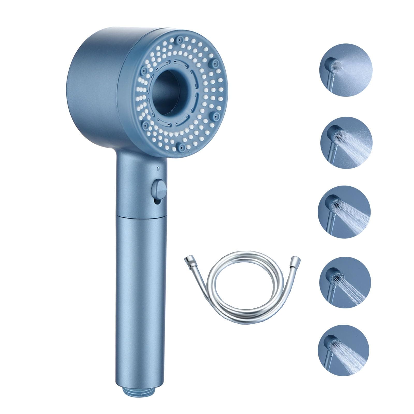 DEKIIShower Filter Shower Head - High pressure bathroom accessory set for removing chlorine and impurities, One-touch water stop and five-mode adjustment with Shower Hose (Star Silver)