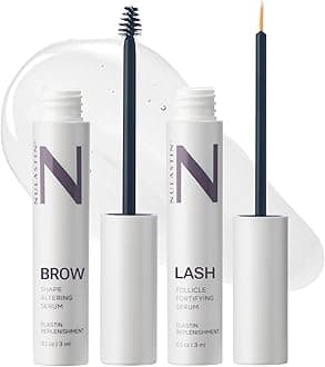 NULASTIN Eyelash Serum & Brow Serum - Lash & Brow Dual System - Eyebrow & Eyelash Enhancing Serums with Keratin & Peptides for Fuller Looking Lashes & Brows (2 Count, 0.1 Fl Oz Each)