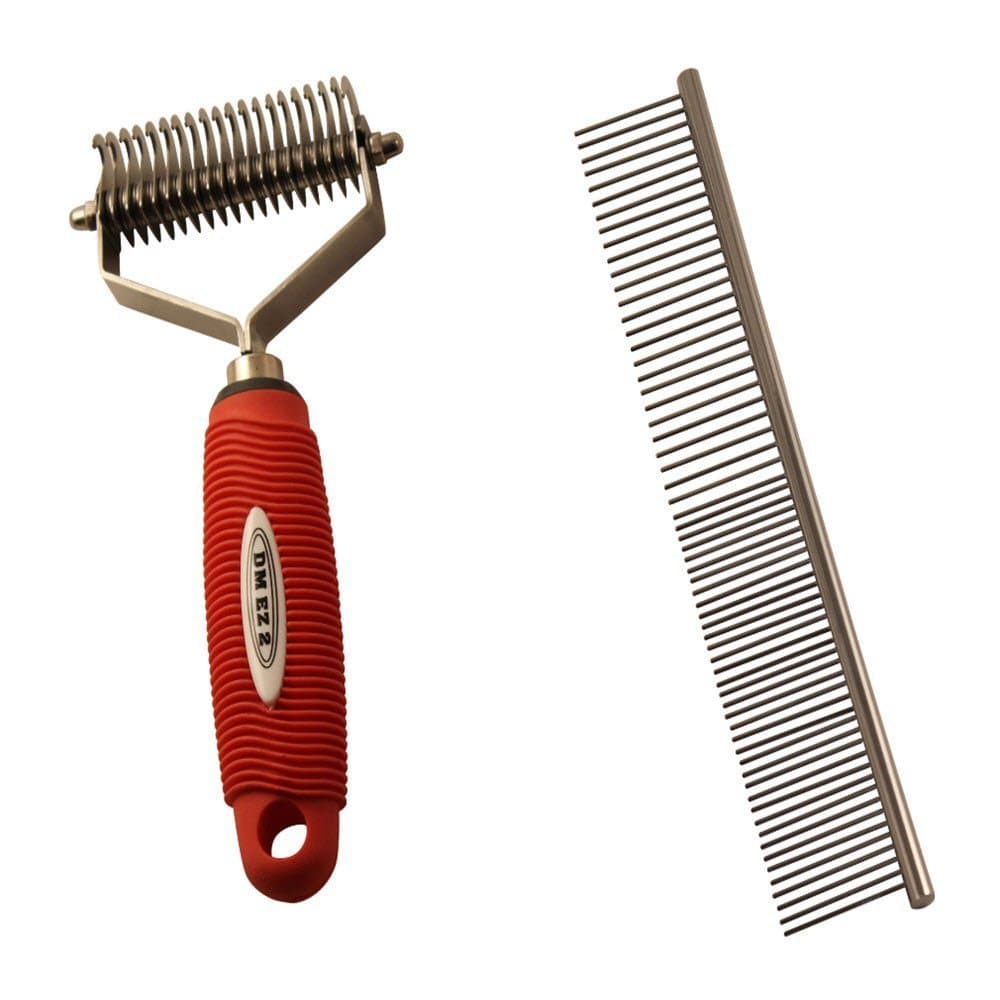 Easy Pet Grooming Undercoat Rake-DeSheddingTool Bundled with a 7.5 Inch Lightweight Stainless Steel Comb