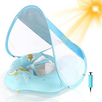 WYRIAZA Baby Float with Canopy UPF50+ Sun Protection for Infant Newborn Toddler Inflatable Swimming Spring Swim Water Float 0-36 Months with Balance Ball Safety Seat