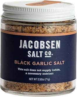 Jacobsen Salt Co. Black Garlic Salt â€“ Kosher Sea Salt, Non-Iodized, Made in USA, Non-GMO, Steak Seasoning, Umami Flavored, Real Salt â€“ 2.5oz