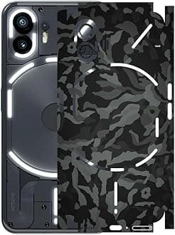 AtOdds - Nothing Phone 2 - Mobile Back Skin Sticker - Lamination - Rear Screen Guard Protector Film Wrap (Coverage - Back+Camera+Sides) (Design - Black Camo)