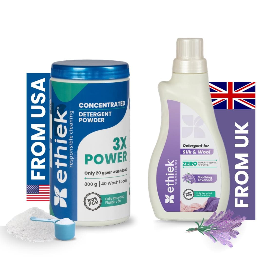 Liquid Detergent (0.5L) for Silk, Woolen & Delicate Fabric & Concentrated Detergent Powder for Powerful Cleaning (800g), For Top Load, Front Load Washing Machine & Hand Wash - Laundry Combo