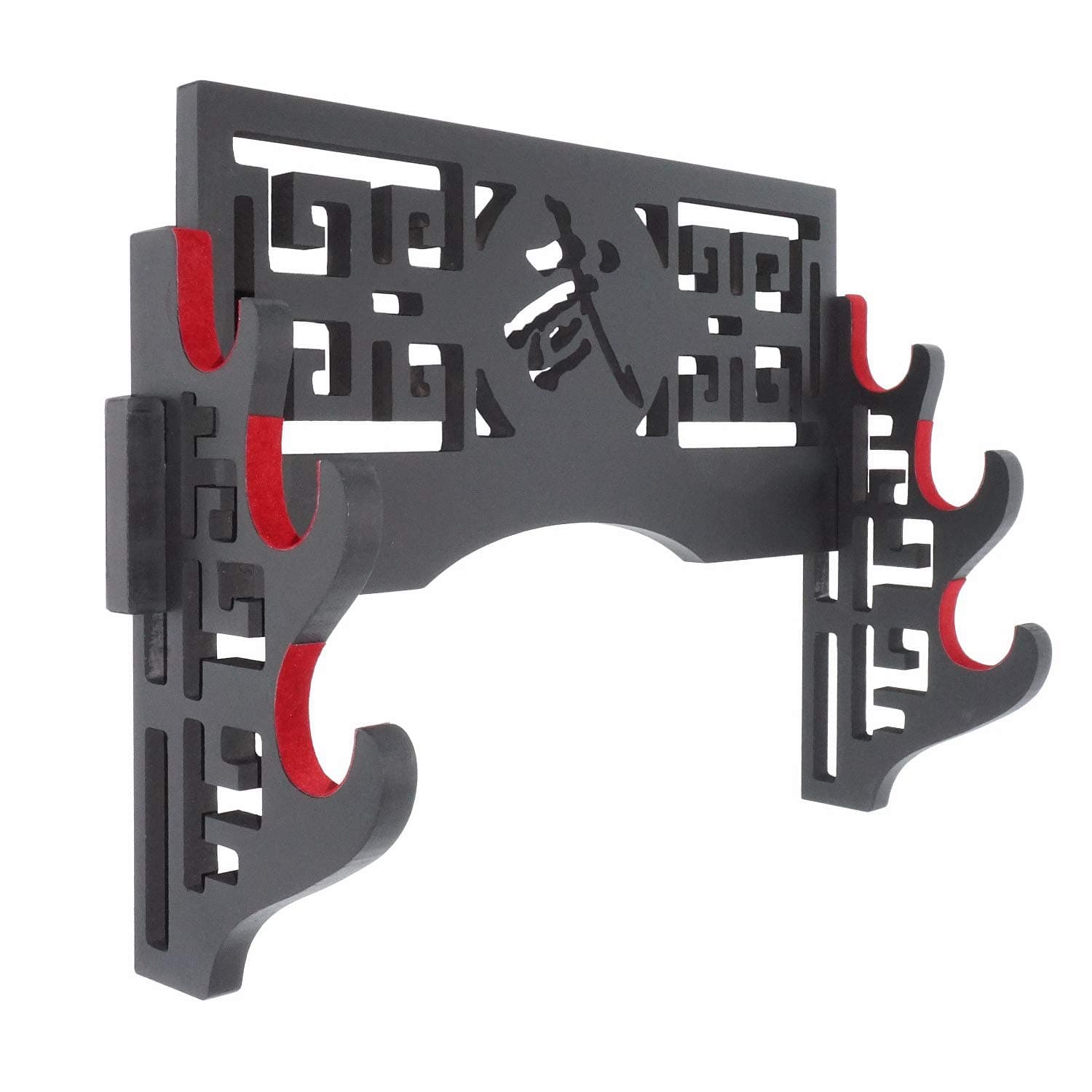 Eforlife 3-Tier Sword Holder Wall Mount Samurai Sword Display Stand Hollow Out Pattern for Katana Wakizashi and Standard Swords 武-Bushido (Velvet Padded)