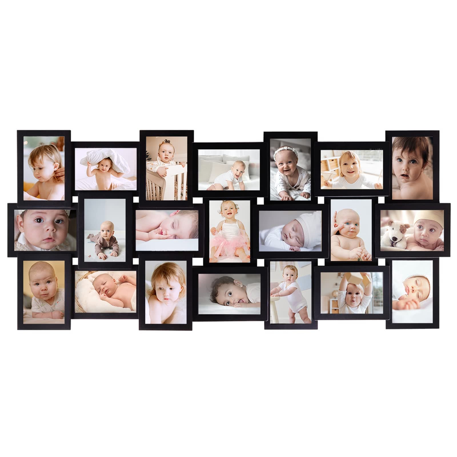 HELLO LAURA Picture Frames Collage Wall Decor - 21 Picture Collage Frames for 4x6 Photos Display Wall Hanging Gallery Frame Set Photo Collage Frame for Home Living Room - Black
