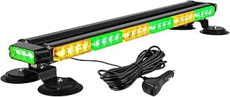 ASPL 29.5" 54 LED Strobe Light Bar Double Side Flashing High Intensity Emergency Warning Flash Strobe Light with Magnetic Base for Safety Construction Vehicles Tow Trucks Pickup (Amber/Green)