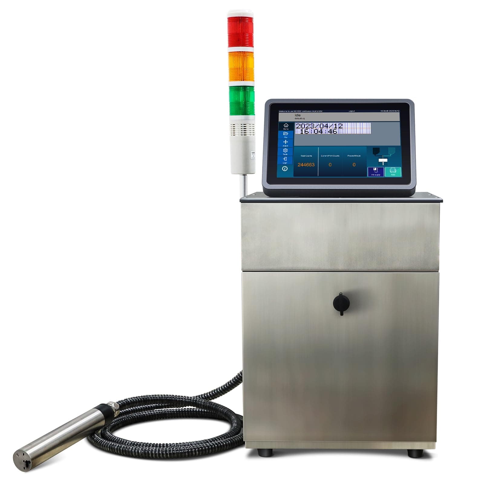 Full Automatically High Speed CIJ Inkjet Printing Dot Printer Batch Code Printers Date Coders Bottle Coders Inline Printing of Date,Qr Codes,Bar Codes,Serial Number,Specs,and Logos