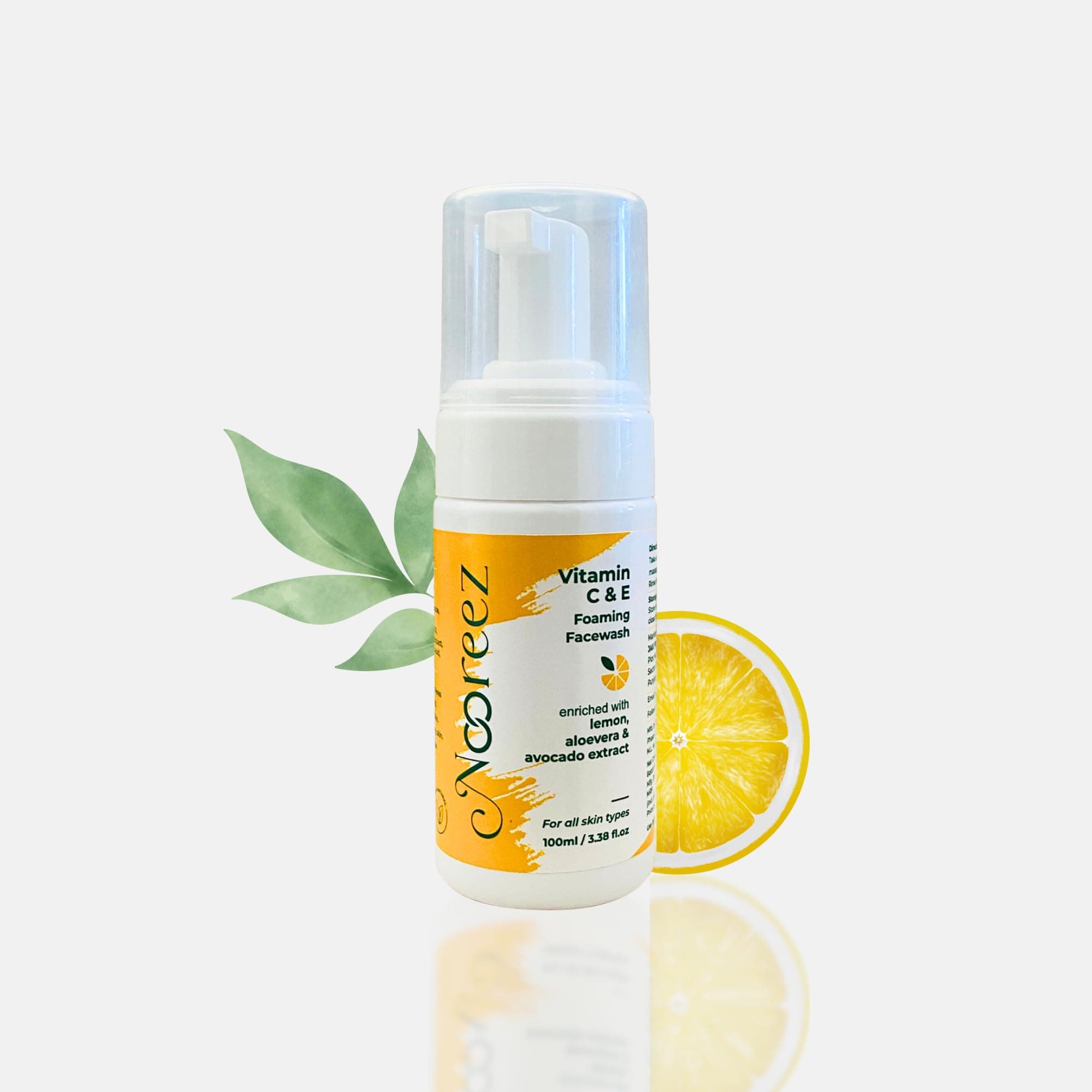 Nooreez Vitamin C & E Foaming Facewash | 100% Natural | Deep Cleaning Formula (Encriched with Lemon, Aloevera & Avocado Extract)