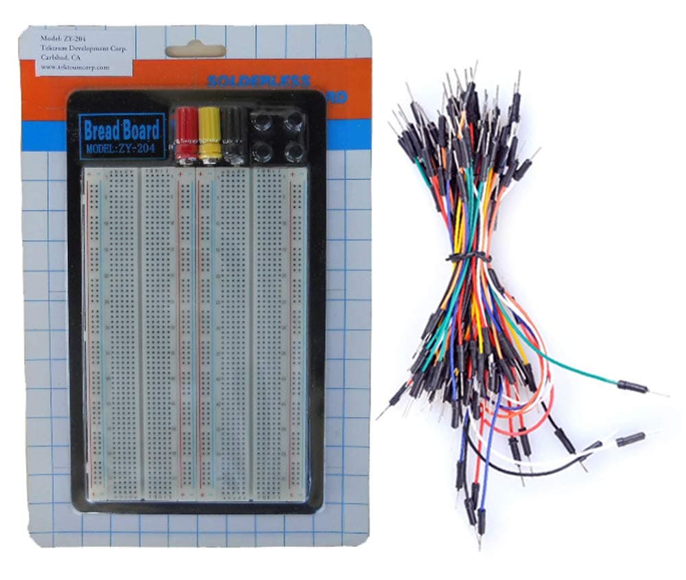 Tektrum Universal SOLDERLESS 1660 TIE-Points Experiment Plug-in BREADBOARD with Aluminum Back Plate and Jumper Wires for Proto-Typing Circuit