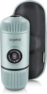 Nanopresso Portable Espresso Maker Bundled with Protective Case, Upgrade Version of Minipresso, Mini Travel Coffee Machine, Perfect for Camping, Travel and Office（New Elements Arctic Blue）