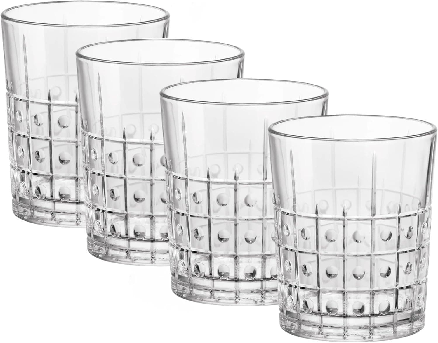 Bartender Este 13.25 oz. Double Old Fashioned DOF Drinking Glasses for Cold Drinks, Juices, and Cocktails, Clear, Set of 4