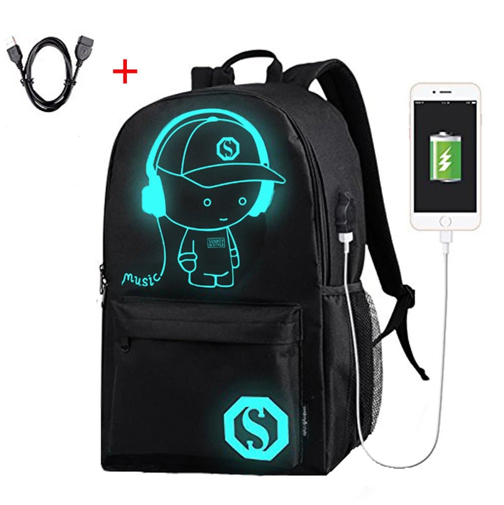 Anti Theft Backpack with Usb Charging Port Laptop Backpack 15.6-inch Middle School Backpack for Men and Women Luminous Casual School Bags