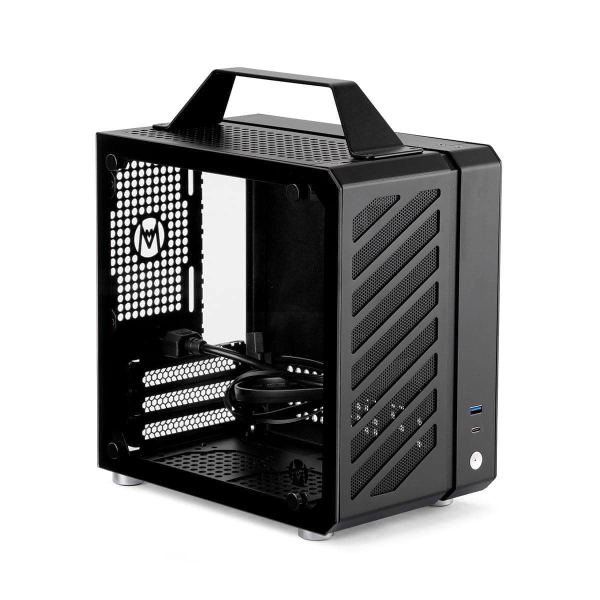 MECHANIC MASTER C24 Small Cube Sugar Mini-ITX Chassis/Alumium/Steel/Temered Glass ITX Small Form Factor Computer Case (Elegant Black Air version)