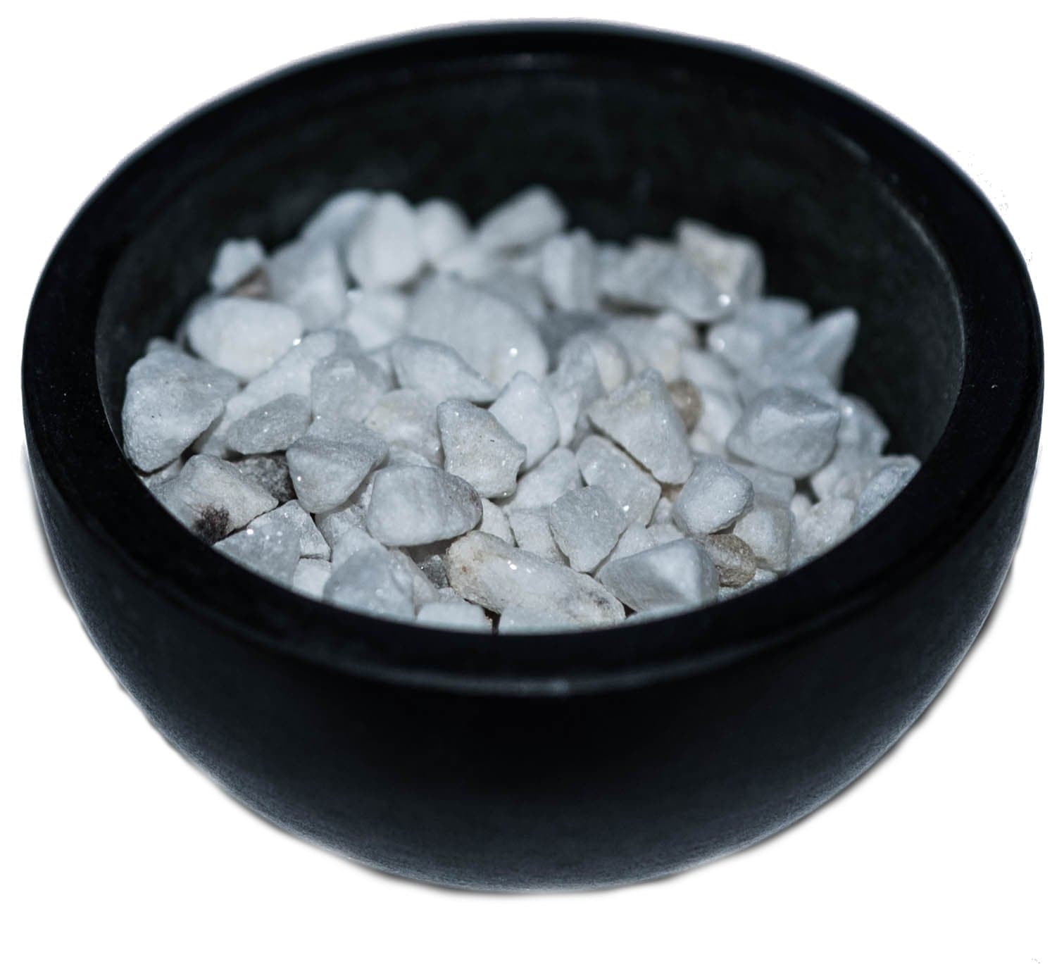 Incense Burner Soapstone Black 7.5 cm Diameter with White Pebbles