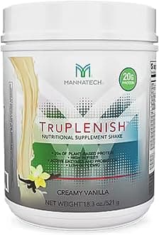 Plant Based Protein TruPLENISH Nutrition Shakes - Creamy Vanilla 18.3 oz. Full of Vitamins, Minerals, Probiotics, Glyconutrients, & Over 20gms Protein Shakes. Gluten, MSG & Soy Free Protein Powder