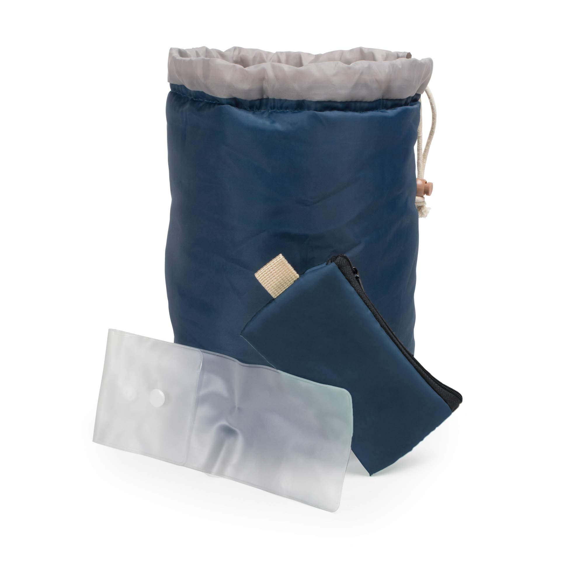 Large Capacity Portable Drawstring Cosmetic Bag for Makeup Storage, Toiletry Organizer, Bathroom Storage, and Carry On Travel - Blue & Gray