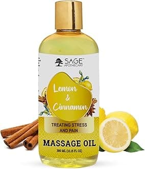 SAGE APOTHECARYLemon Cinnamon Massage Oil for Relaxed & Replenished Skin | No Parabens & Sulphates | Cruelty Free & Vegan Pure Natural Ingredients 300 ml