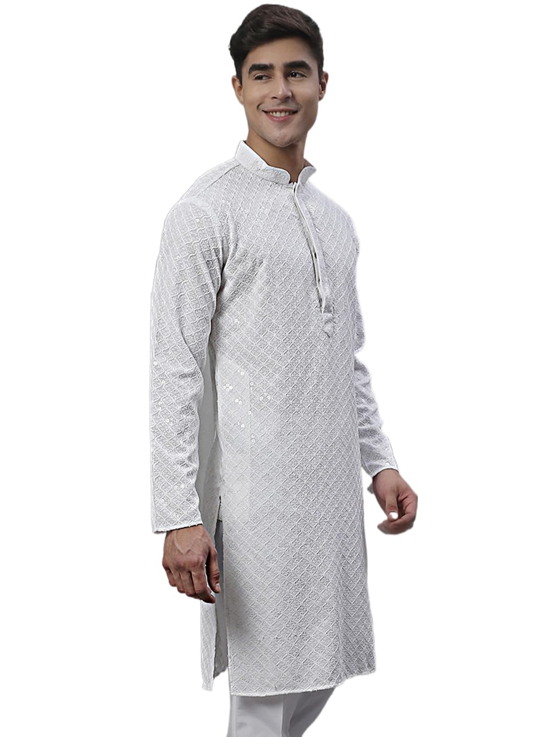 JompersMen's Chikankari Embroidered and Sequence Kurtas Only