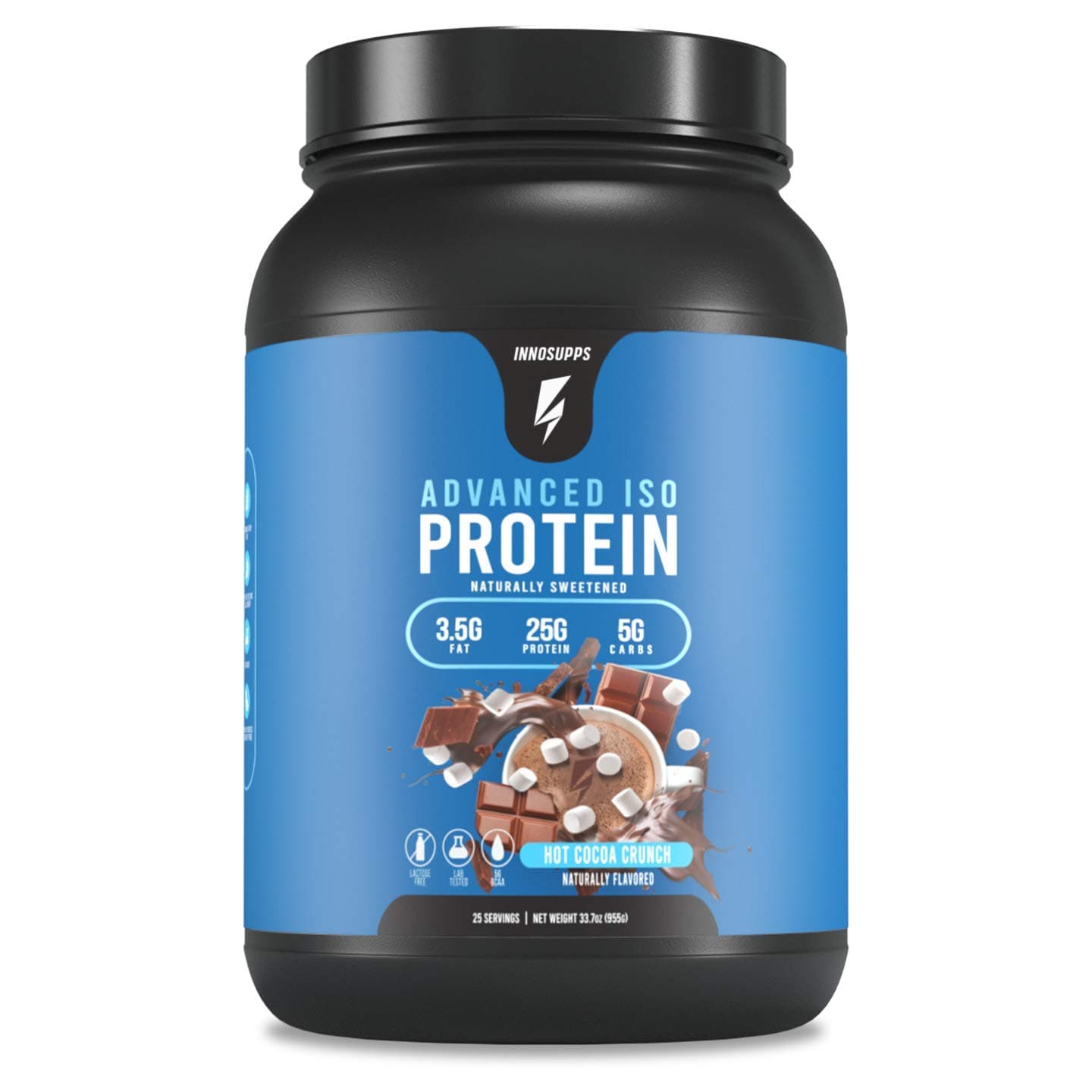 Advanced Iso Protein | 100% Whey Isolate Protein Powder | No Artificial Sweeteners| Low Fat, Low Carbs | 25g of Protein | Hormone Free, Gluten Free, Soy Free | (Hot Cocoa Crunch)