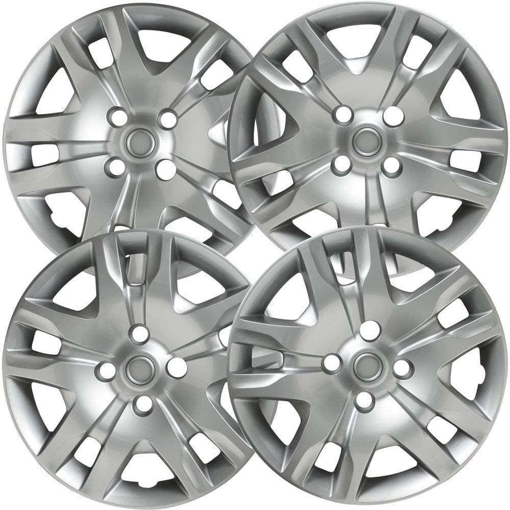 OxGord 16" Bolt-on Hubcaps Compatible with Select 2007-2012 Nissan Sentra for 4 Lug Steel Wheels, Silver - Wheel Cover Car Accessories