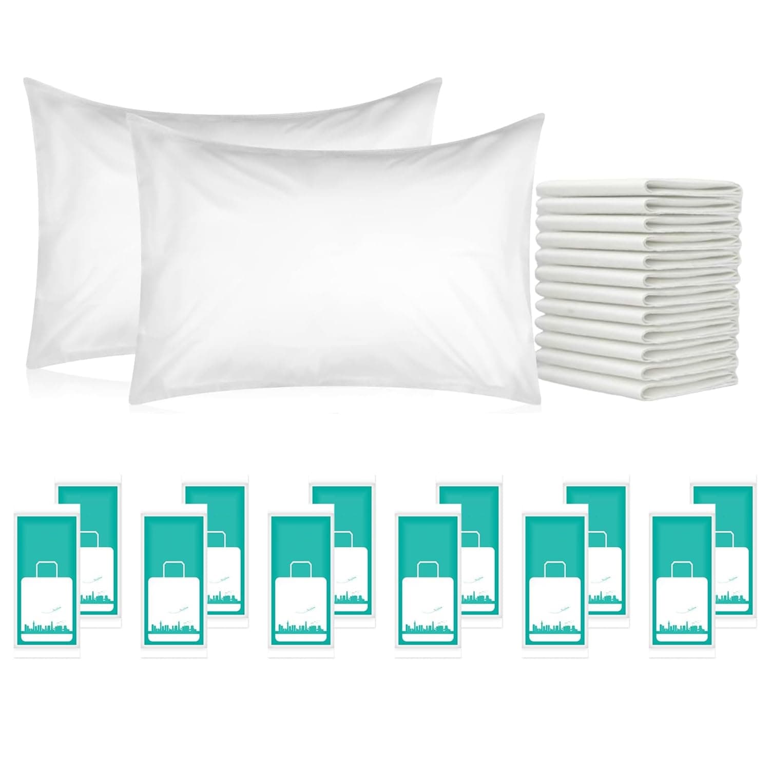 Lonimia 12 Pcs Disposable Pillow Case Non Woven Pillow Covers Bulk for Medical Travel Hotel Bedroom Home Bedding Portable Supplies, 33'' x 20''