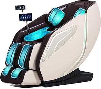 Full Body Zero Gravity Massage Chair with Body Scan 4D Intelligent Shiatsu Strecth Massage, Back/Leg Heated with AI Voice Control Bluetooth Speaker Airbags SL Track Massage Coffee