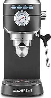 CASABREWS CM5418 Espresso Machine 20 Bar, Stainless Steel Espresso Maker with Milk Frother, Compact Cappuccino Machine for Home, Small Espresso Coffee Machine for Latte, Black