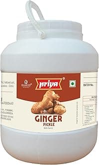 Priya Ginger Pickle with Garlic 5Kg- Homemade Adrak Achar - Traditional South Indian Taste