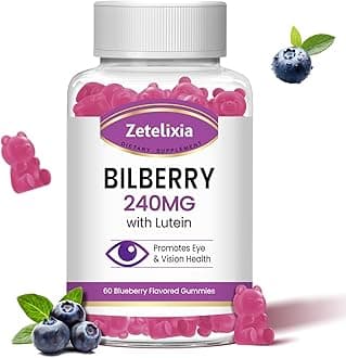 Lutein Gummmies Eye Health Supplement for Adults, Lutein & Zeaxanthin Supplements Eye Vitamins Gummies, Bilberry with Lutein for Promoting Eye & Vision - 60 Gummies