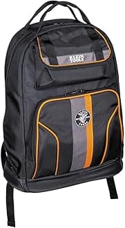 Klein Tools 55475 Tradesman Pro Tool Gear Backpack, Black With Orange/Gray, 17.5"