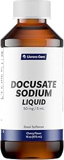Docusate Sodium, Stool Softener by Llorens Care 50 mg. 5 mL per dose. Alleviate Constipation & Provide Relief. Compared to Senokot. Made in The USA