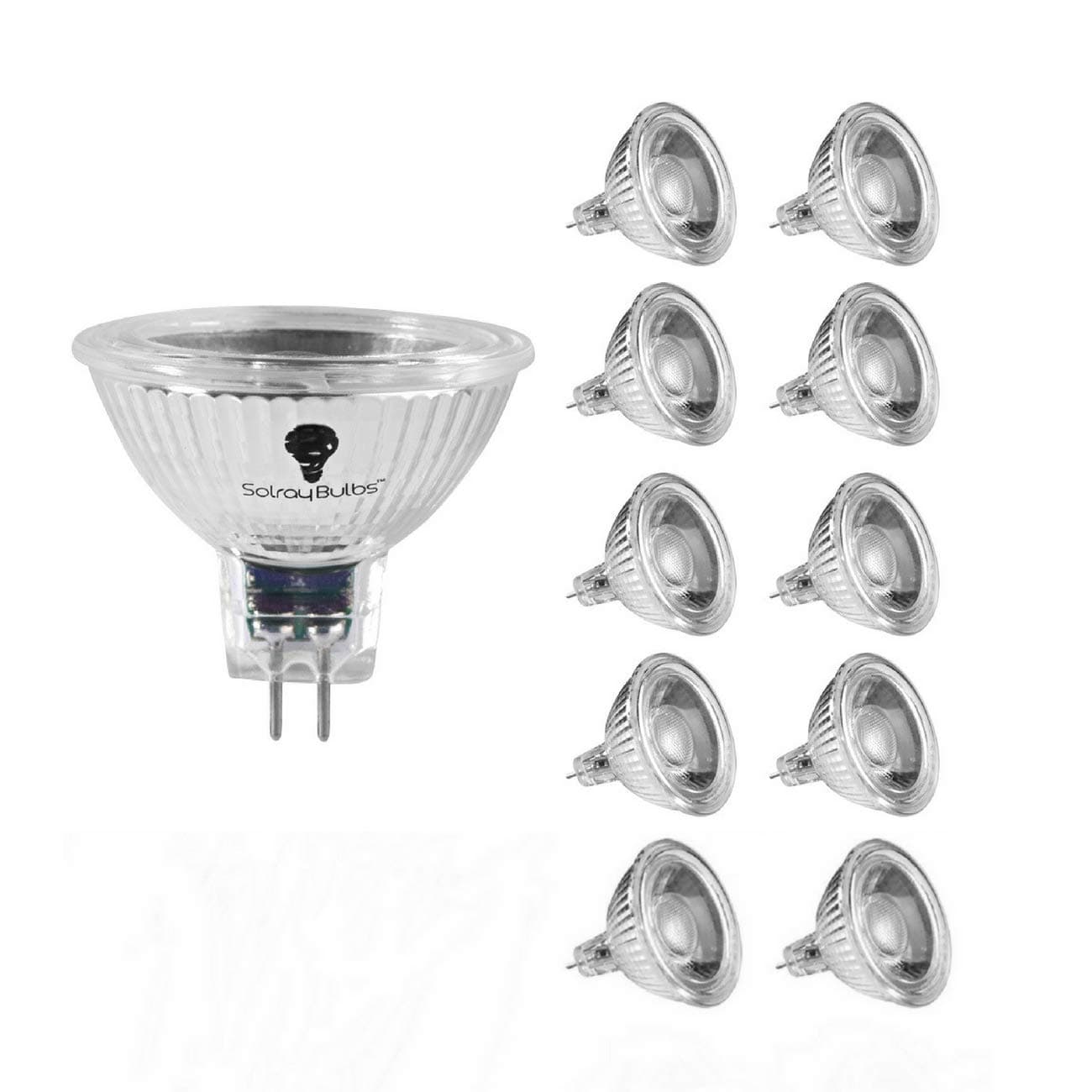 MR16 LED Light Bulbs Soft White with GU5.3 Base Halogen Replacement 5W Spotlight Bulb Easy Install Save Energy 10 Packs by Solray