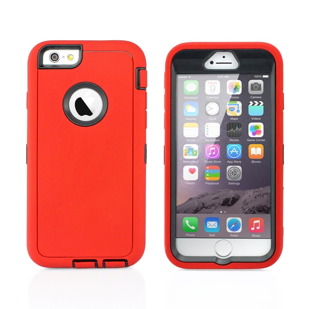 Trenro PC+Silicone Case Cover for iPhone 6 - Red