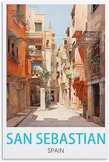 Quilksas San Sebastian Spain Vintage Travel Poster 08x12inch(20x30cm) Print Wall Art, Canvas Wall Decor Artwork Painting for Bedroom, Living Room,Bathroom, Home Decor