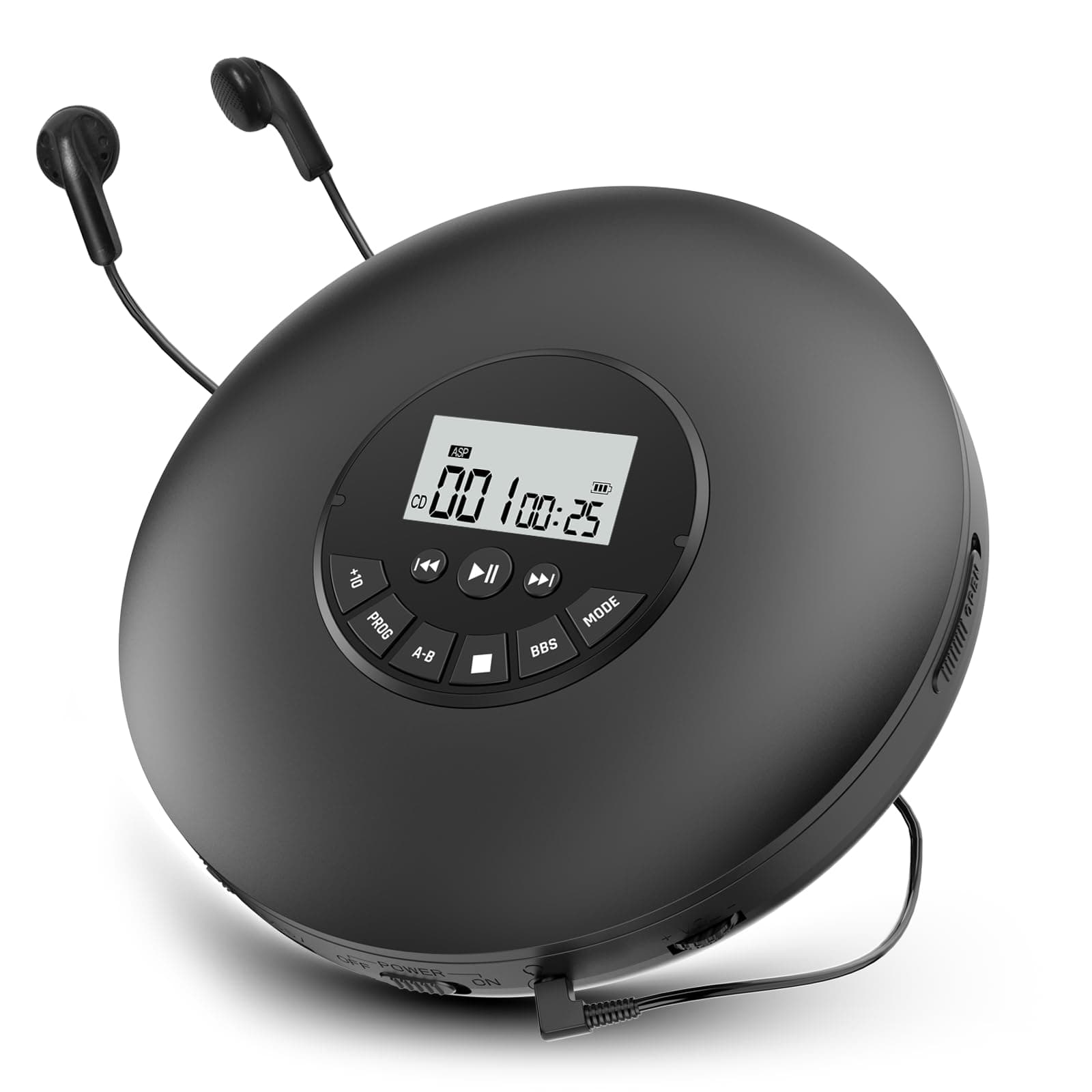 Portable CD Player-Compact Discman CD Player-Personal Music Player with CD-R & CD-RW Playback Anti-Skip Protection, Programmable Tracks - Earphones Included