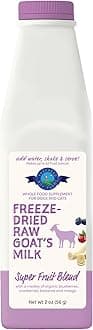 Shepherd Boy Farms Freeze Dried Raw Goats Milk with Probiotics for Dogs & Cats (Super Fruits), Organic USA Fruit, Digestible Goat Milk Powder, Raw Nutrition, High Protein Food Toppers - Makes 32 FL OZ