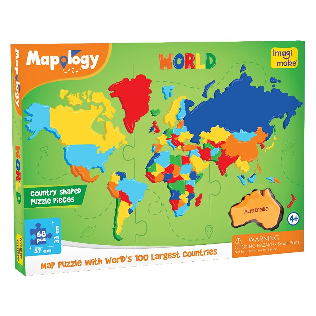 Imagimake: Mapology World- World Map and Its Countries- Learning Aid & Educational Toy- Jigsaw Puzzle- for Kids Age 4 and Above (Mapology World)