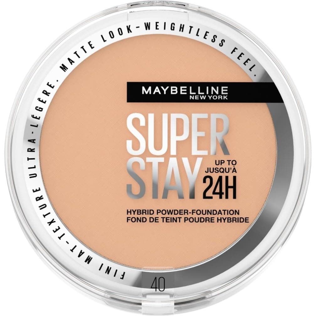 Powder Foundation, Long-lasting 24H Wear, Medium to Full Coverage, Transfer, Water & Sweat Resistant, SuperStay 24H Hybrid Powder Foundation, 40