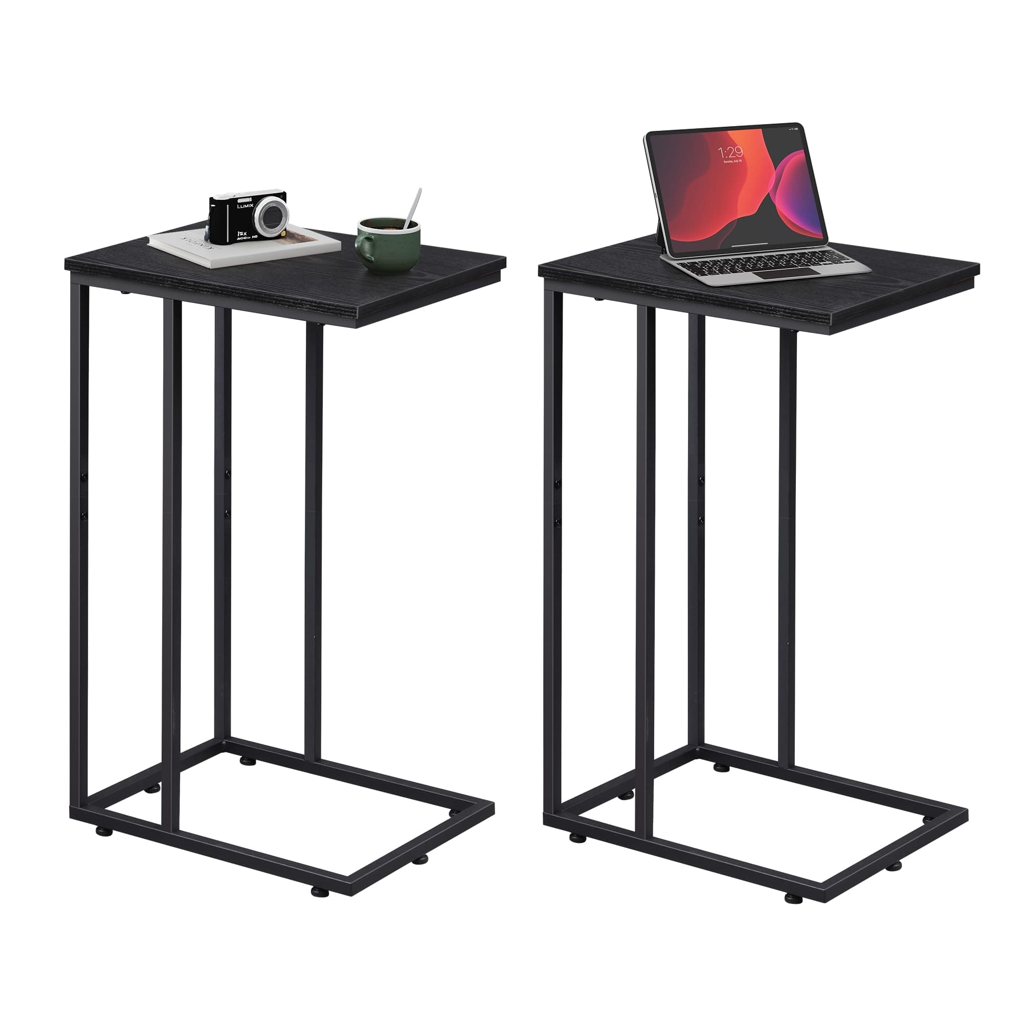 WLIVE 2-Tier End Table Set of 2, Black